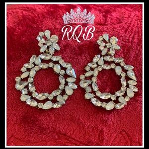 Opalescent and Clear Crystal Pageant earrings